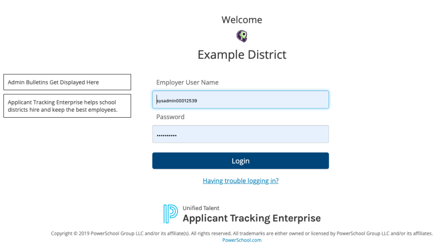 New Employer login page