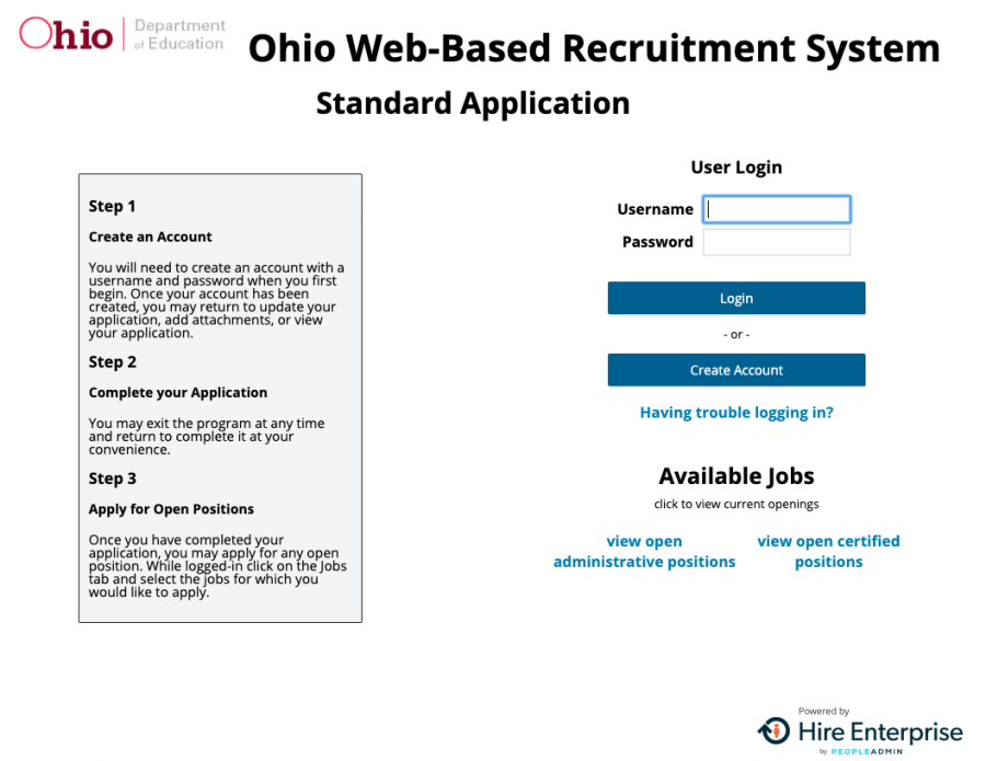 Old Applicant login page
